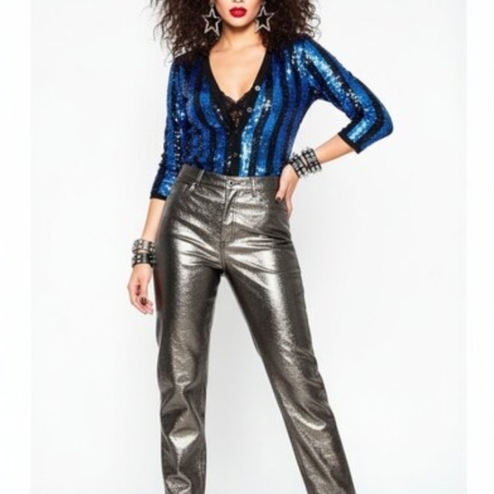 Amy Lynn Macey metallic straight leg pants, nwt. medium